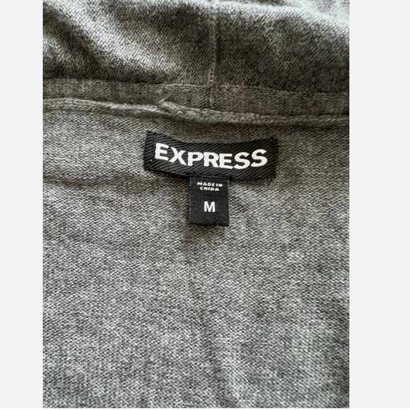 Express Gray Open Drape Front Cardigan Lightweight Medium Waterfall - Picture 3 of 6